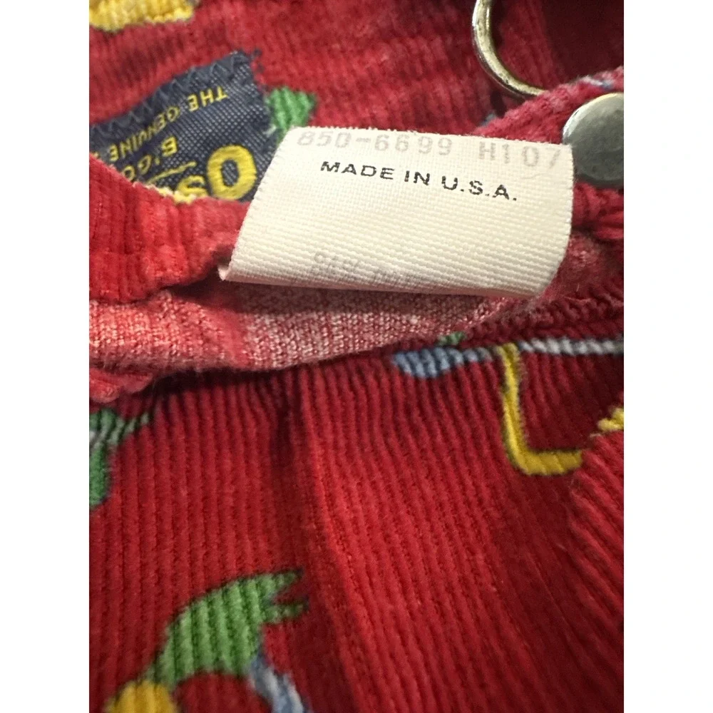 Vintage OshKosh B'Gosh Bib Overalls Red Corduroy Toolbox Tools USA Made 18 Month - Picture 8 of 16